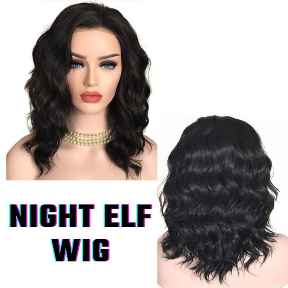 CLOSE OUT SALE! Uniwigs Night Elf Black Wavy Shoulder Length Lace Front Wig